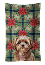 Load image into Gallery viewer, Liver Shih Tzu Christmas PoinsettIas Kitchen Towel