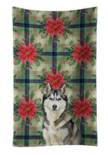 Load image into Gallery viewer, Agouti Siberian Husky Christmas PoinsettIas Kitchen Towel