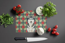 Load image into Gallery viewer, Siberian Husky Christmas PoinsettIas Glass Cutting Board