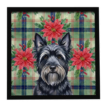 Load image into Gallery viewer, Black Skye Terrier Christmas PoinsettIas Framed Metal Print