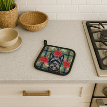 Load image into Gallery viewer, Black Skye Terrier Christmas PoinsettIas Pair of Pot Holders