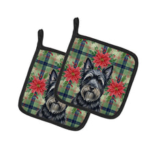 Load image into Gallery viewer, Black Skye Terrier Christmas PoinsettIas Pair of Pot Holders