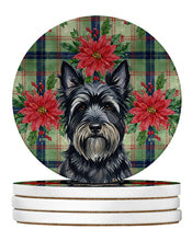 Load image into Gallery viewer, Black Skye Terrier Christmas PoinsettIas Large Sandstone Coasters Pack of 4