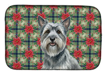 Load image into Gallery viewer, Gray Skye Terrier Christmas PoinsettIas Dish Drying Mat