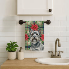 Load image into Gallery viewer, Gray Skye Terrier Christmas PoinsettIas Kitchen Towel