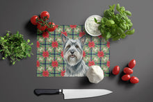 Load image into Gallery viewer, Gray Skye Terrier Christmas PoinsettIas Glass Cutting Board