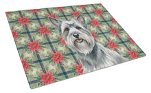 Load image into Gallery viewer, Gray Skye Terrier Christmas PoinsettIas Glass Cutting Board