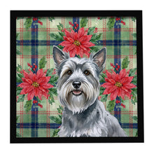 Load image into Gallery viewer, Gray Skye Terrier Christmas PoinsettIas Framed Metal Print