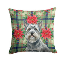 Load image into Gallery viewer, Gray Skye Terrier Christmas PoinsettIas Throw Pillow
