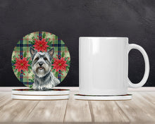 Load image into Gallery viewer, Gray Skye Terrier Christmas PoinsettIas Large Sandstone Coasters Pack of 4