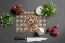 Load image into Gallery viewer, Spanish Water Dog Christmas PoinsettIas Glass Cutting Board