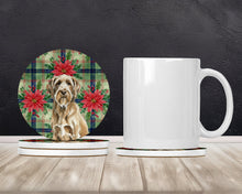 Load image into Gallery viewer, Spinone Italiano Christmas PoinsettIas Large Sandstone Coasters Pack of 4