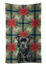 Load image into Gallery viewer, Black Staffordshire Bull Terrier Christmas PoinsettIas Kitchen Towel