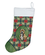 Load image into Gallery viewer, Brindle Staffordshire Bull Terrier Christmas PoinsettIas Holiday Stocking