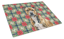 Load image into Gallery viewer, Brindle Staffordshire Bull Terrier Christmas PoinsettIas Glass Cutting Board
