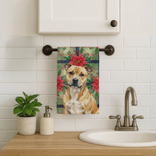 Load image into Gallery viewer, Fawn Staffordshire Bull Terrier Christmas PoinsettIas Kitchen Towel
