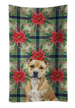 Load image into Gallery viewer, Fawn Staffordshire Bull Terrier Christmas PoinsettIas Kitchen Towel