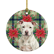 Load image into Gallery viewer, White Staffordshire Bull Terrier Christmas PoinsettIas Ceramic Ornament
