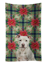 Load image into Gallery viewer, White Staffordshire Bull Terrier Christmas PoinsettIas Kitchen Towel