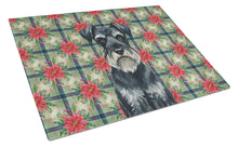 Load image into Gallery viewer, Standard Schnauzer Christmas PoinsettIas Glass Cutting Board