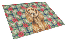 Load image into Gallery viewer, Sussex Spaniel Christmas PoinsettIas Glass Cutting Board