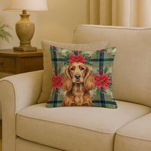 Load image into Gallery viewer, Sussex Spaniel Christmas PoinsettIas Throw Pillow