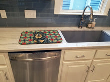 Load image into Gallery viewer, Black and Tan Tibetan Mastiff Christmas PoinsettIas Dish Drying Mat