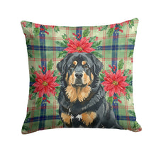Load image into Gallery viewer, Black and Tan Tibetan Mastiff Christmas PoinsettIas Throw Pillow