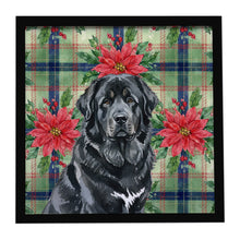 Load image into Gallery viewer, Black Tibetan Mastiff Christmas PoinsettIas Framed Metal Print