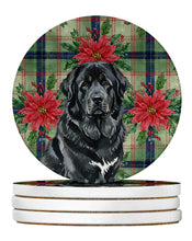 Load image into Gallery viewer, Black Tibetan Mastiff Christmas PoinsettIas Large Sandstone Coasters Pack of 4