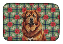 Load image into Gallery viewer, Red Gold Tibetan Mastiff Christmas PoinsettIas Dish Drying Mat