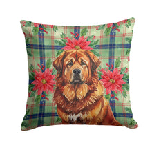 Load image into Gallery viewer, Red Gold Tibetan Mastiff Christmas PoinsettIas Throw Pillow