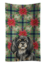 Load image into Gallery viewer, Black and Tan Tibetan Spaniel Christmas PoinsettIas Kitchen Towel