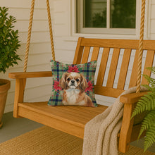 Load image into Gallery viewer, Tibetan Spaniel Christmas PoinsettIas Throw Pillow