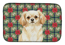 Load image into Gallery viewer, Cream Tibetan Spaniel Christmas PoinsettIas Dish Drying Mat