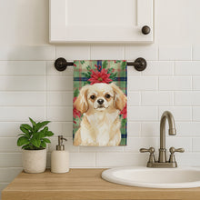 Load image into Gallery viewer, Cream Tibetan Spaniel Christmas PoinsettIas Kitchen Towel