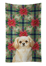 Load image into Gallery viewer, Cream Tibetan Spaniel Christmas PoinsettIas Kitchen Towel