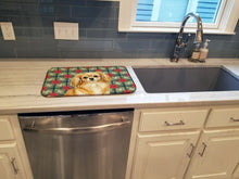 Load image into Gallery viewer, Gold Tibetan Spaniel Christmas PoinsettIas Dish Drying Mat