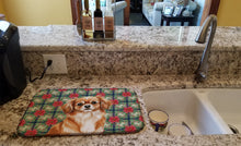 Load image into Gallery viewer, Red Tibetan Spaniel Christmas PoinsettIas Dish Drying Mat