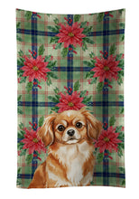 Load image into Gallery viewer, Red Tibetan Spaniel Christmas PoinsettIas Kitchen Towel