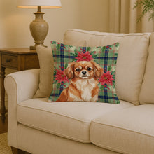 Load image into Gallery viewer, Red Tibetan Spaniel Christmas PoinsettIas Throw Pillow