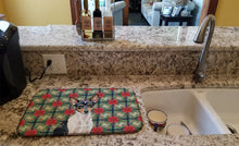 Load image into Gallery viewer, Toy Fox Terrier Christmas PoinsettIas Dish Drying Mat