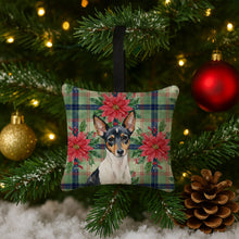 Load image into Gallery viewer, Toy Fox Terrier Christmas PoinsettIas Hanging Square Fabric Ornament 3.5 x 3.5