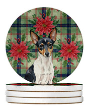 Load image into Gallery viewer, Toy Fox Terrier Christmas PoinsettIas Large Sandstone Coasters Pack of 4