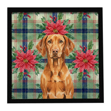 Load image into Gallery viewer, Vizsla Christmas PoinsettIas Framed Metal Print