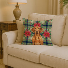 Load image into Gallery viewer, Vizsla Christmas PoinsettIas Throw Pillow