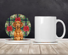 Load image into Gallery viewer, Vizsla Christmas PoinsettIas Large Sandstone Coasters Pack of 4