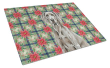 Load image into Gallery viewer, Weimaraner Christmas PoinsettIas Glass Cutting Board