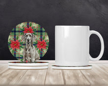 Load image into Gallery viewer, Weimaraner Christmas PoinsettIas Large Sandstone Coasters Pack of 4