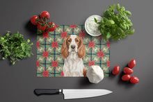 Load image into Gallery viewer, Welsh Springer Spaniel Christmas PoinsettIas Glass Cutting Board